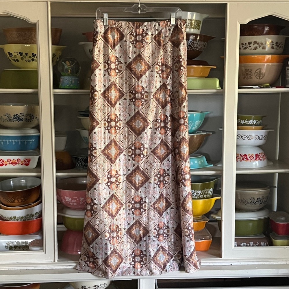 Vintage Midge Grant Metallic Maxi Skirt Made in USA Union Label - Size 12